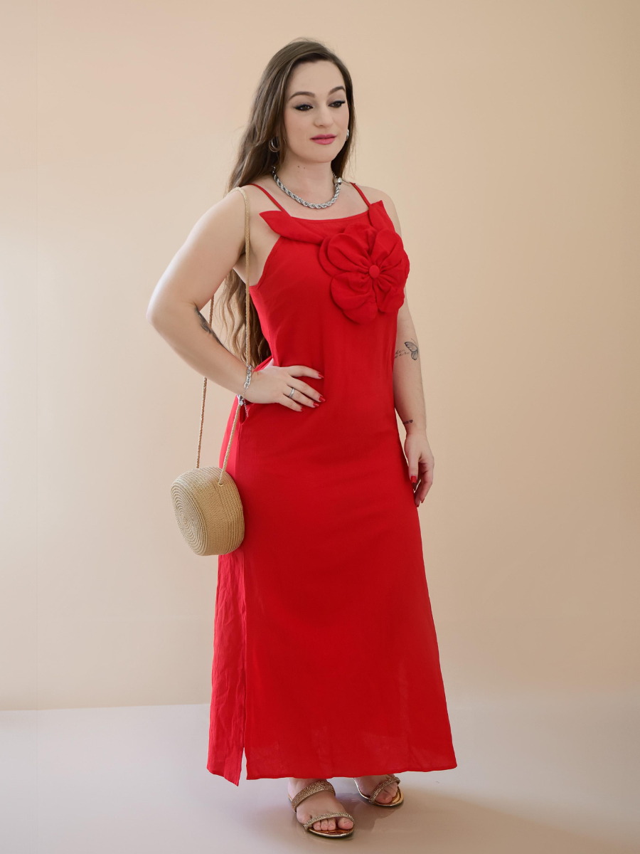 Vestido de Verão Longo Modern Maldivas com Flor