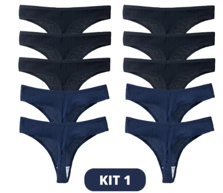 kit 5 Calcinhas Super Confortáveis em Algodão Tecido Luppo - Frete Grátis