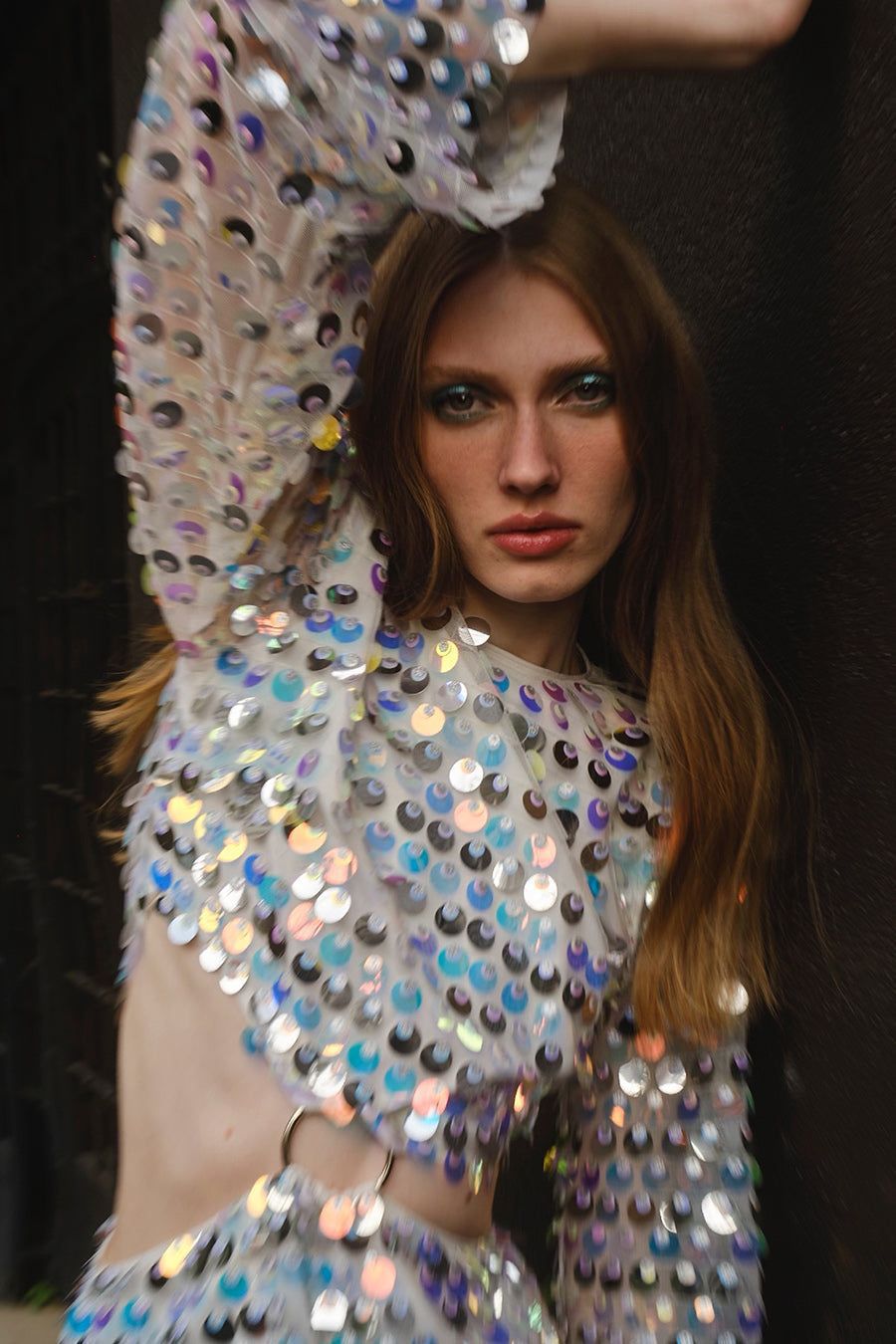 Vestido Manga Longa Paetê Modern Glin